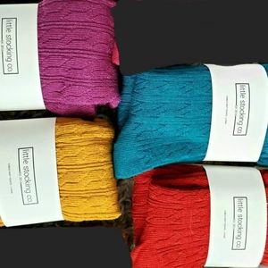 Set of 4 Little Stocking Co. Infant Cable Knit Tights - Aqua, Plum, Mustard, Red